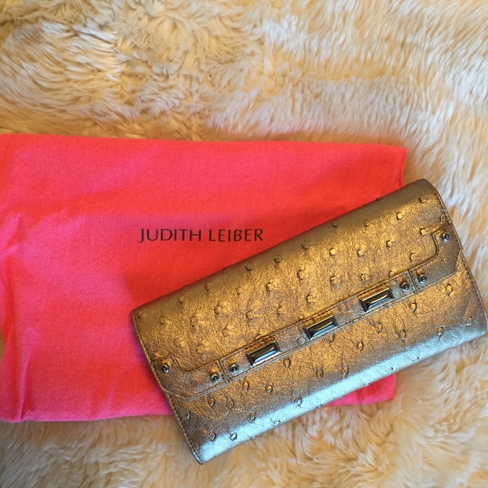 Judith Leiber ostrich continental wallet/clutch